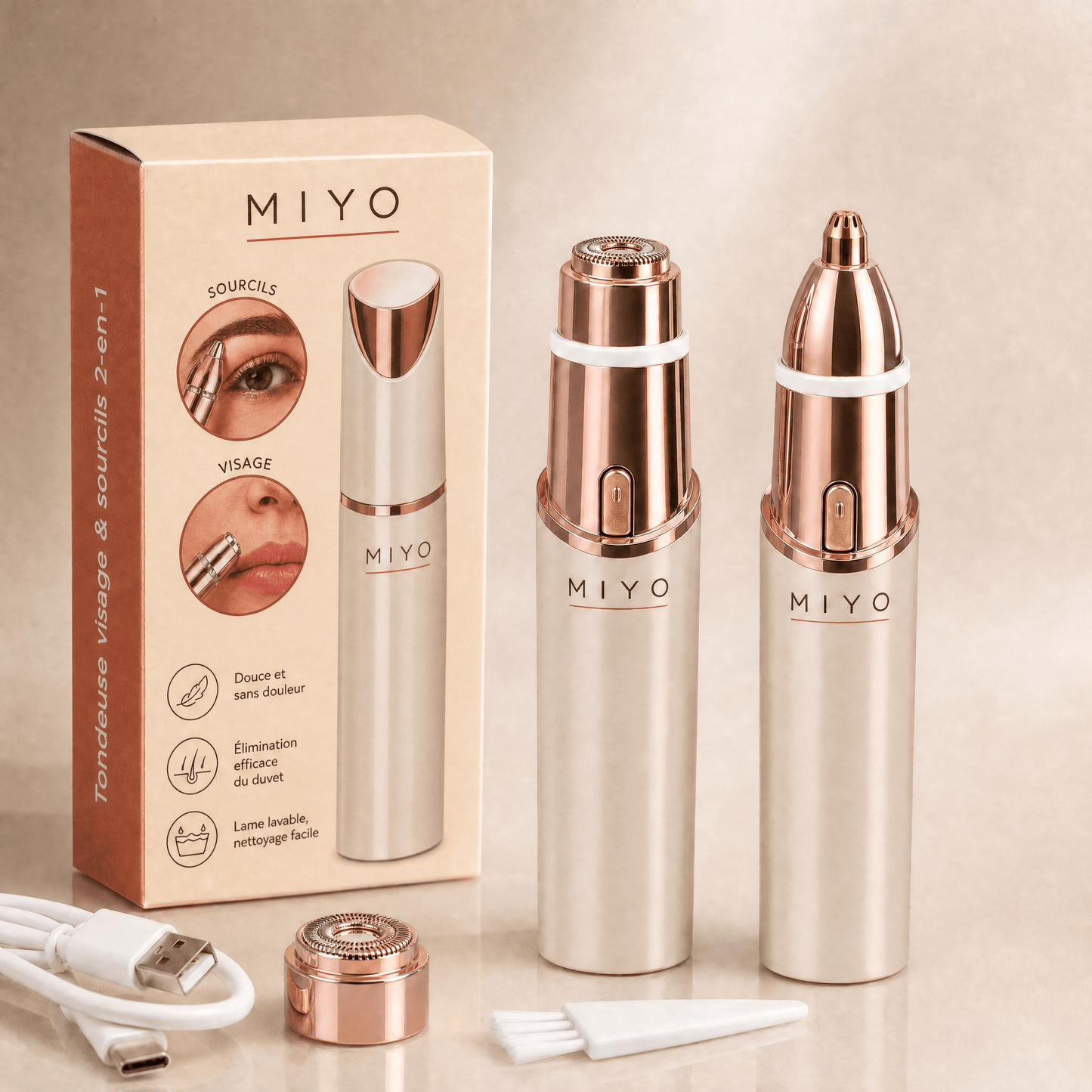 MIYO™ – Tondeuse Visage & Sourcils 2-en-1 - Miyo