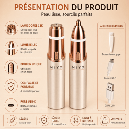 MIYO tondeuse visage - design compact blanc et rose gold
